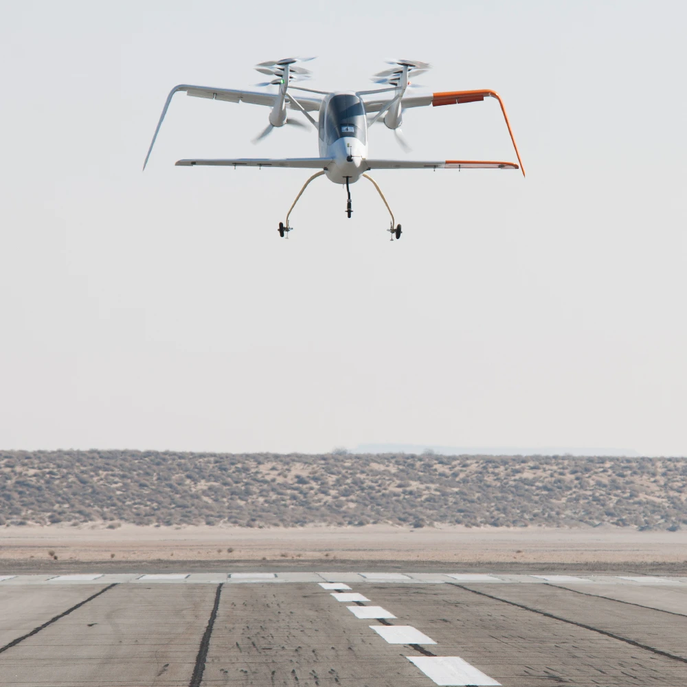 The Kitty Hawk prototype achieved vertical lift off and forward movement in February 2014
