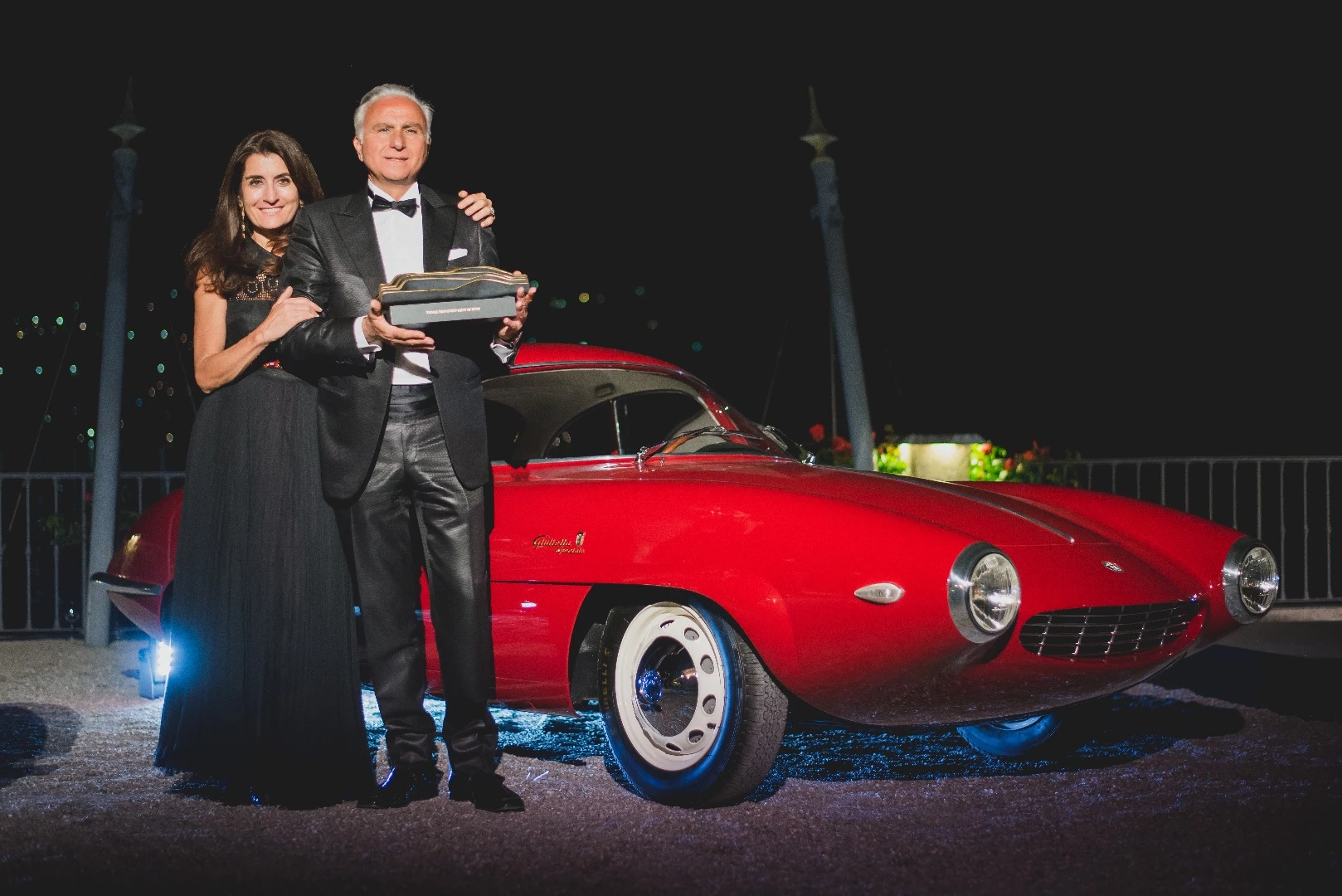 Corrado Lopresto of Italy and his winning 1957 Alfa Romeo Giulietta Sprint Speciale Prototipo by Bertone from the 2017 Concorso d'Eleganza Villa d'Este
