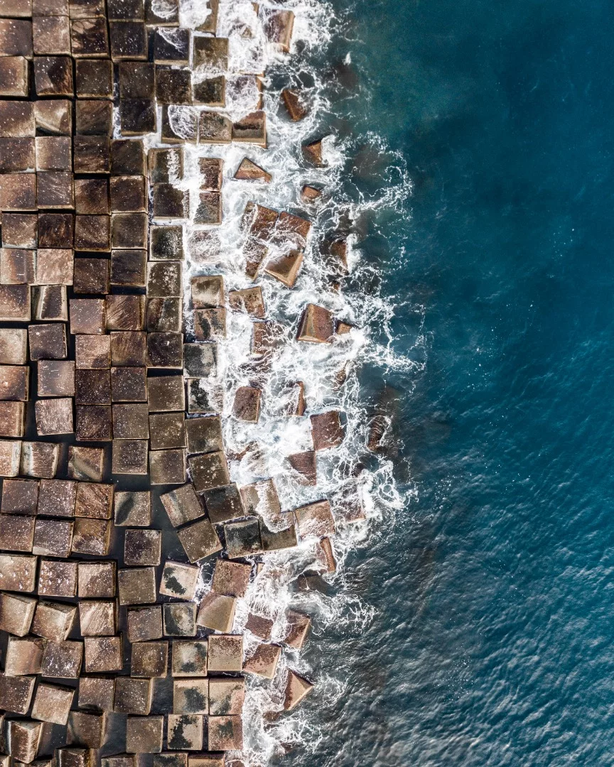 Blocks on a seawall in Barcelona
