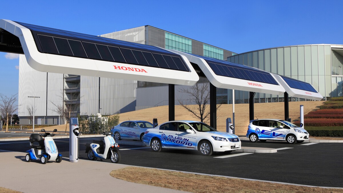 The solar-powered public EV charging station