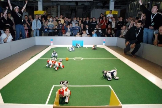 Four-legged league action from Bremen 2006,Photo Credit: Messe Bremen
