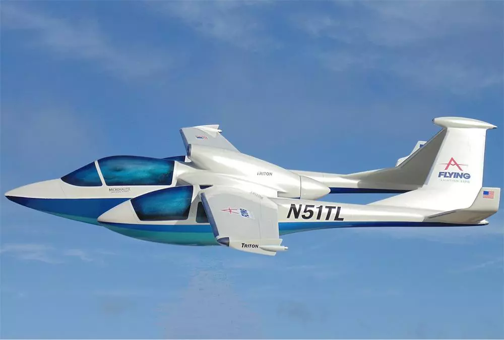 Each wing features its own passenger pod with a full panoramic front window