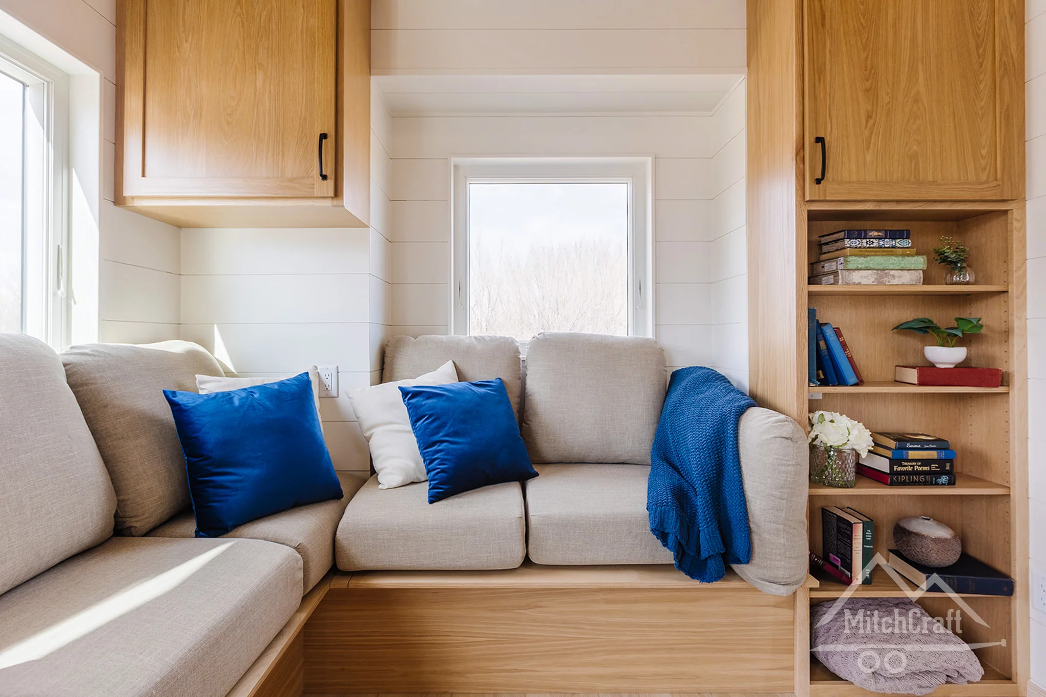 The living room in the CC 31' x 10' has lots of storage space available