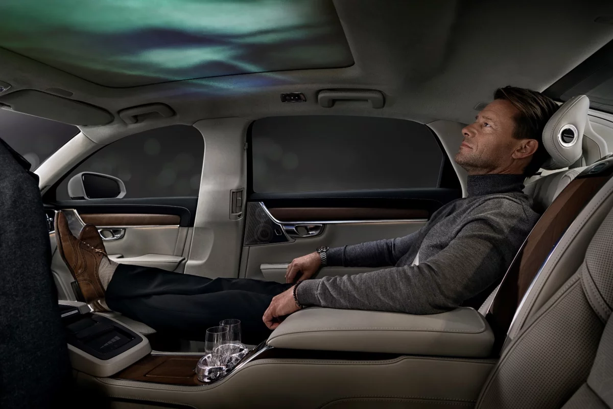 Volvo imagines the Ambience package accompanying the rear VIP seat of the S90 Excellence