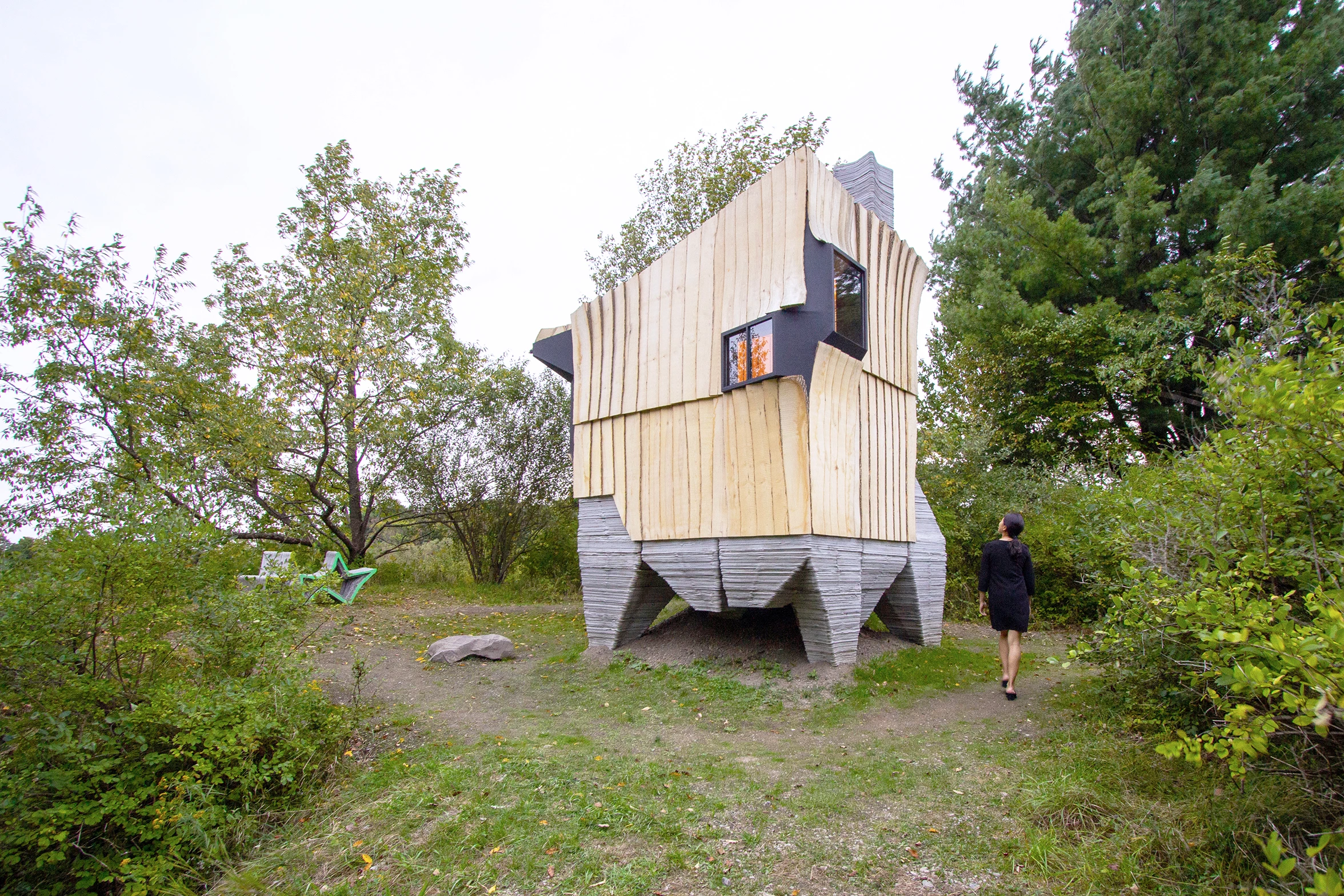 Ashen Cabin is located in a rural woodland area in upstate New York
