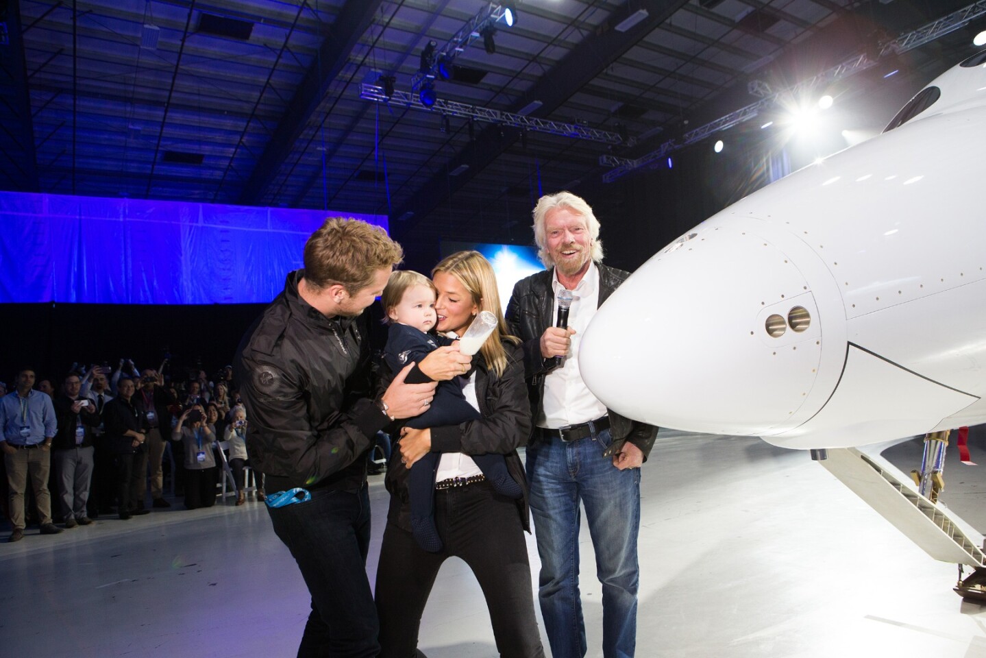 Sir Richard's granddaughter christened the spacecraft