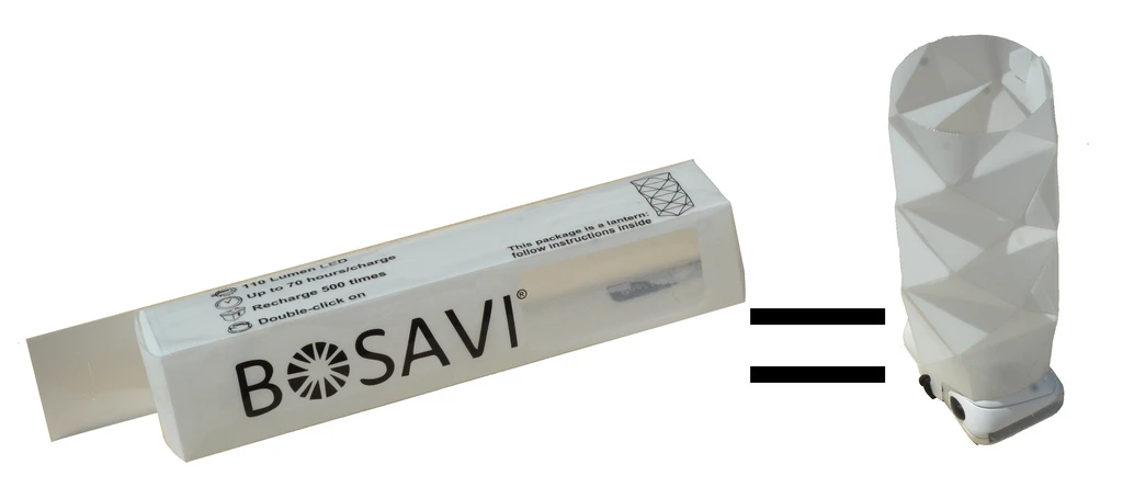 With a few folds, Bosavi's packaging transforms into a lantern