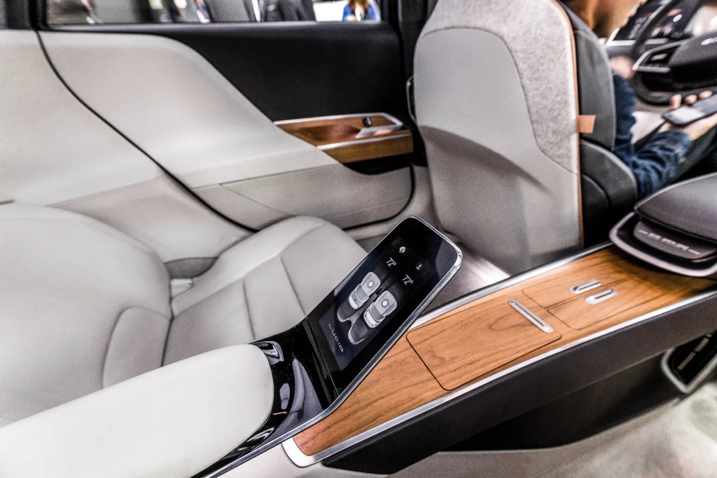 The rear seats of the Lucid Air are like business class for the road