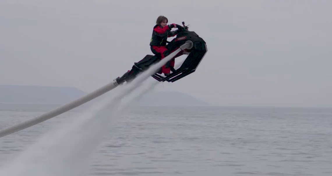 Zapata Flyride: a flying boatercycle powered by a jet ski