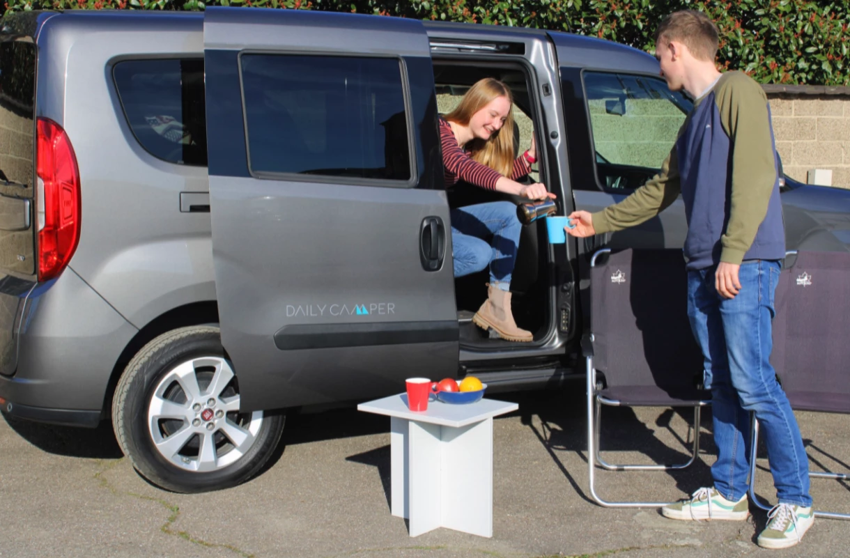 The stool finds use as an outdoor table