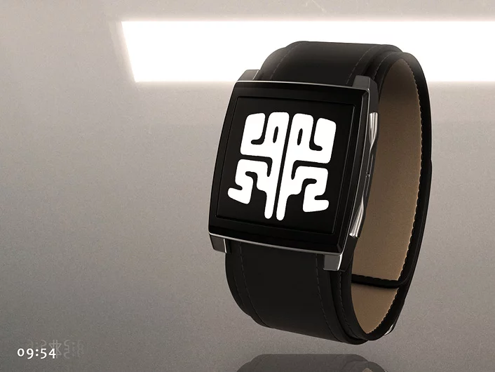 The Rorschach test watch as seen in black, with the time easy to figure out once you know the methodology