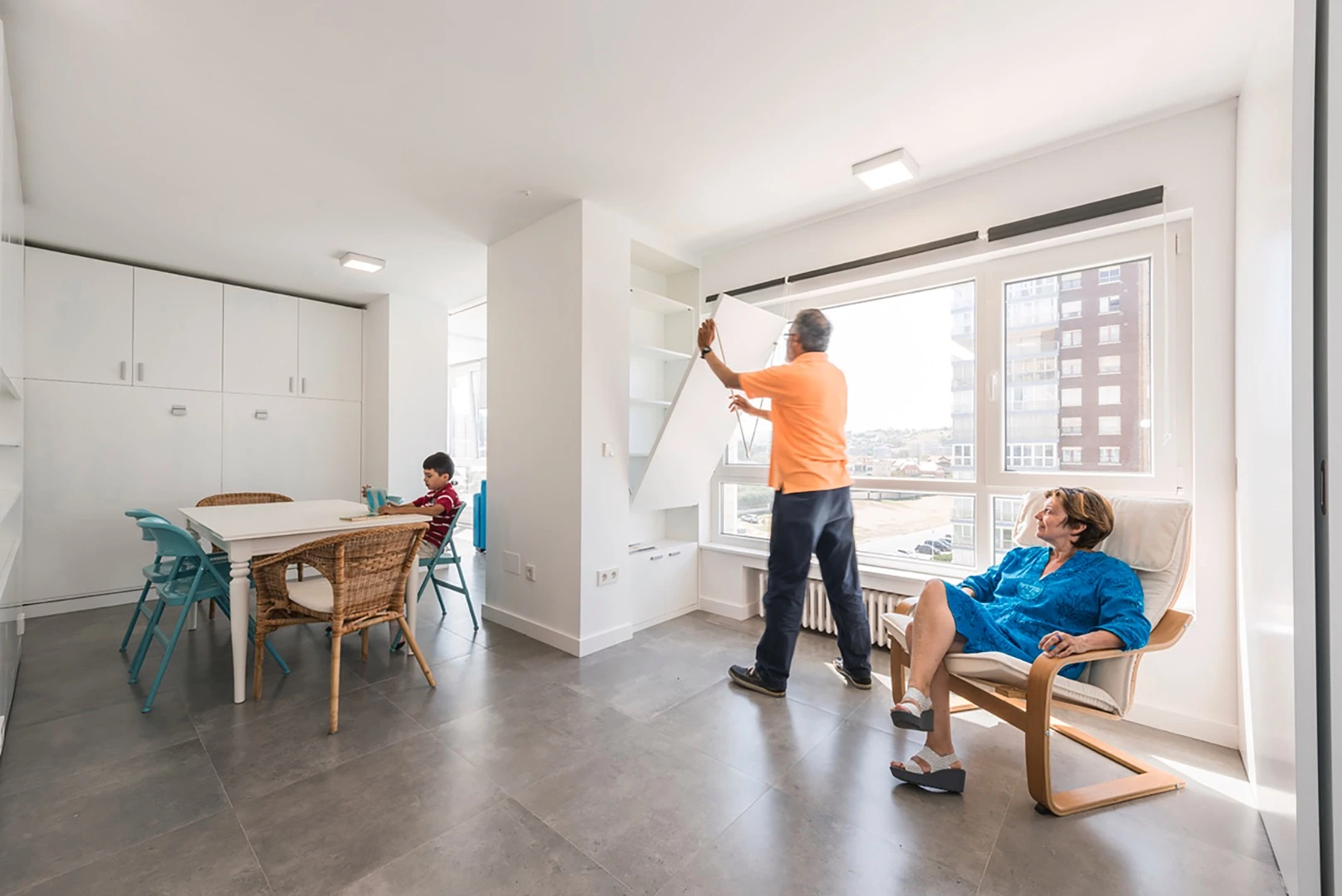 One floor plan involves separating the house into a bathroom, kitchen, three small lounge areas, and two bedrooms