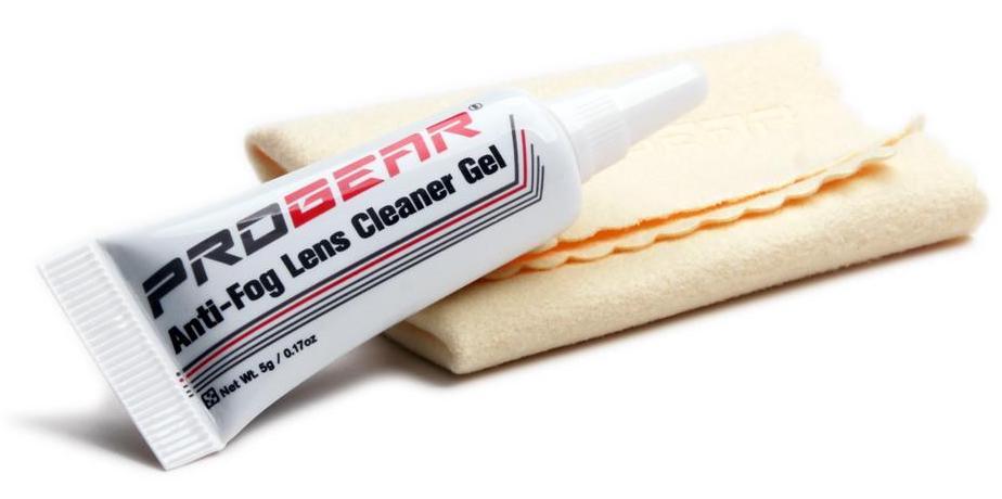 PROGEAR's anti-fog cleaning gel comes with a chamois cloth and can give you over 100 applications per tube