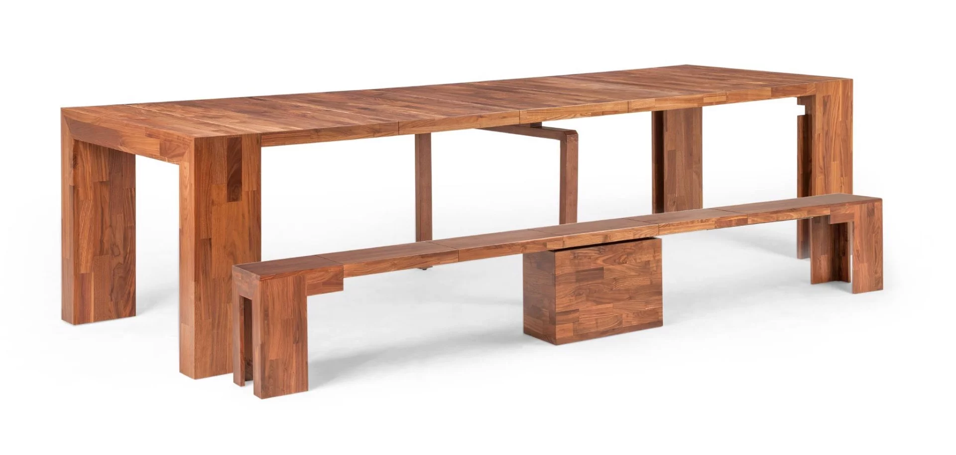 Dark American Walnut table and bench set