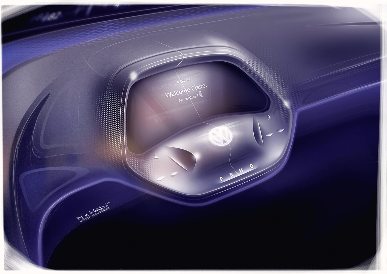 VW ID steering wheel retracted for autonomous Pilot ID mode