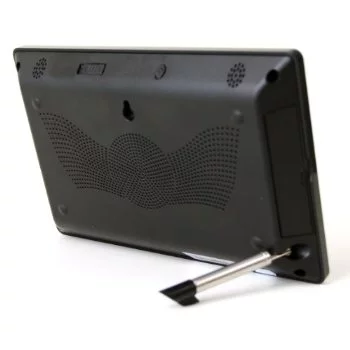 From the rear, showing the flip out stand