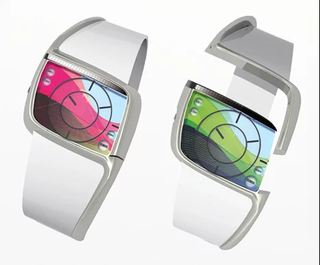 The StressWatch changes colors and patterns to warn of the wearer's stress levels in real time