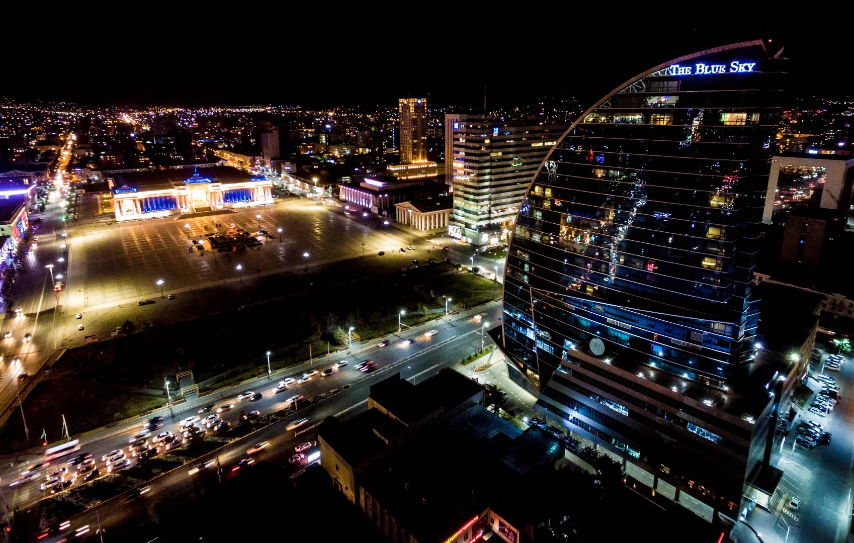 Mongolian capital Ulaanbaataar at night