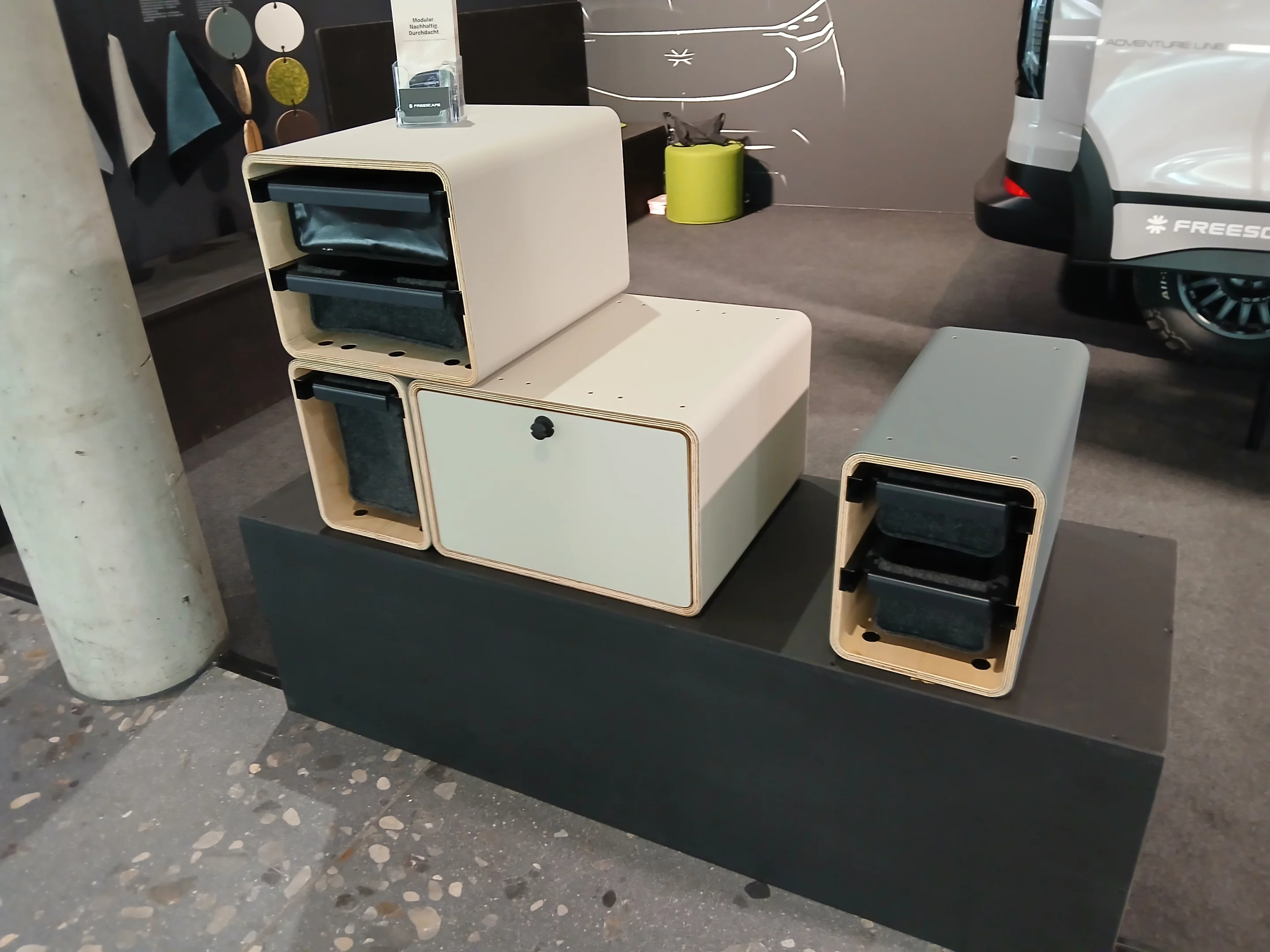 Freescape's modular storage cubbies can combine to create a full tailgate organizers, rearrange or remove completely