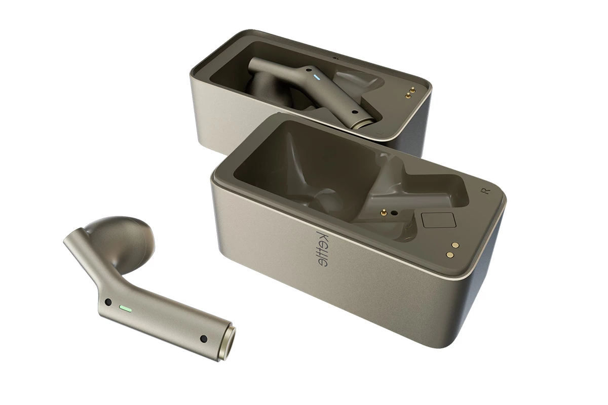 The buds come in a distinctive rectangular case, and in your choice of 2 finishes