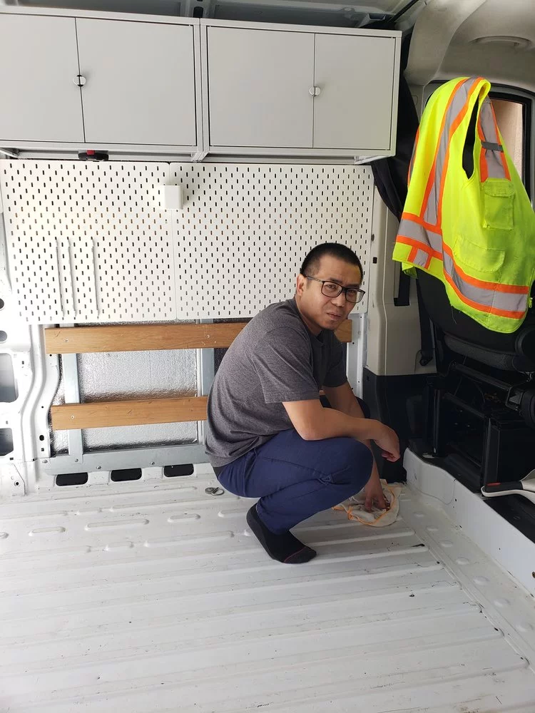 The duo clad the interior walls with IKEA Skadis peg boards