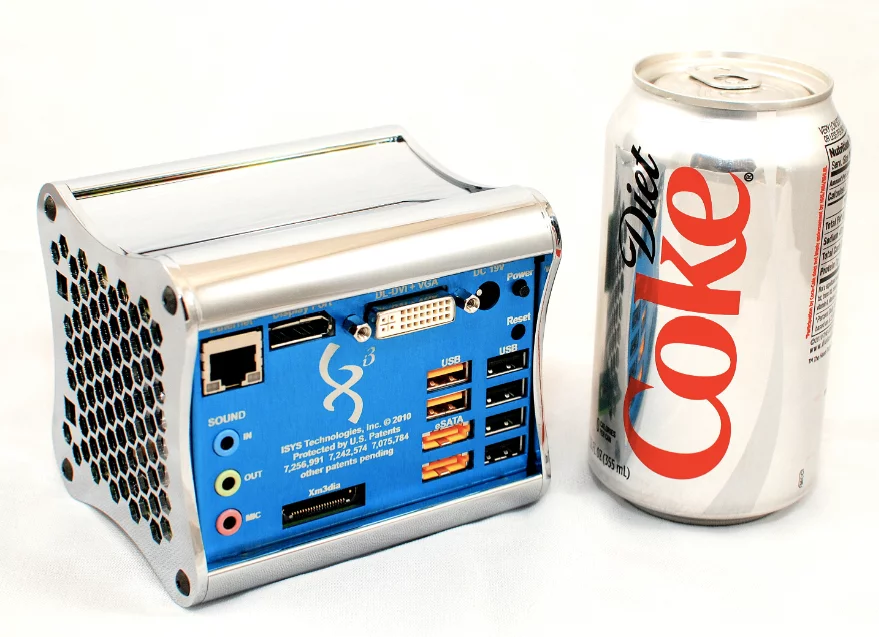 Size comparison - the Xi3 divides the familiar motherboard into three distinct areas
