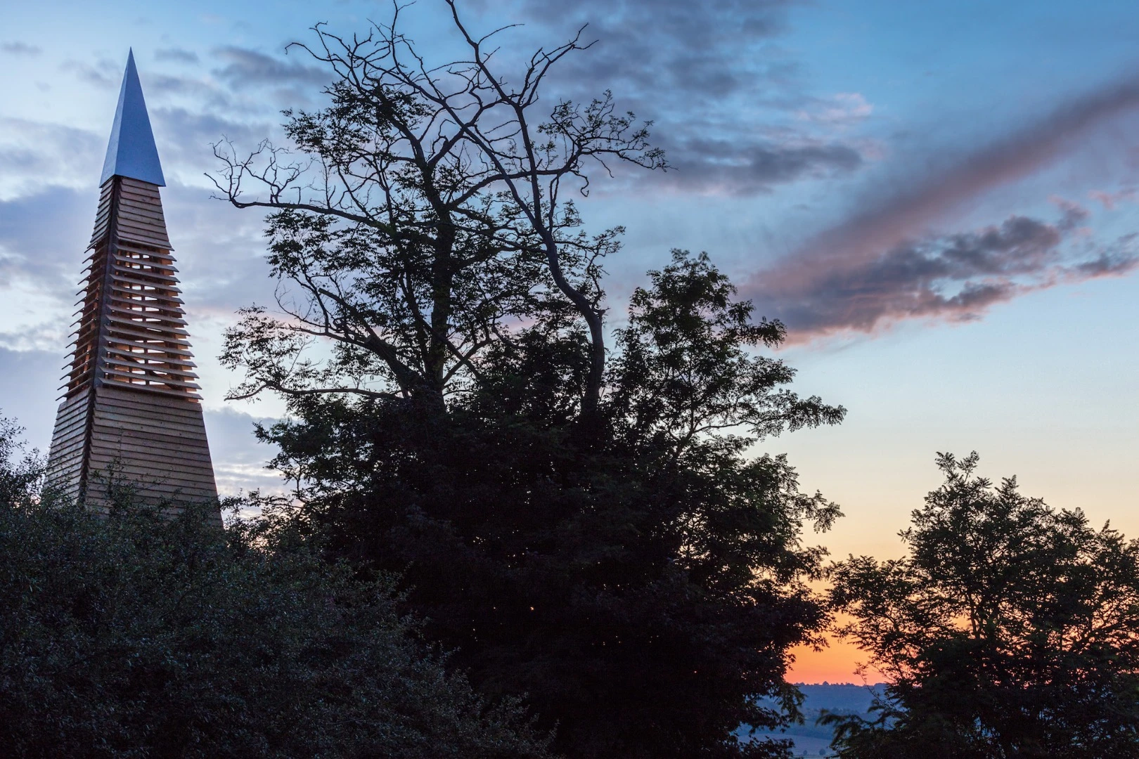 Project Treehouse is a triangular cabin that functions almost like a lighthouse