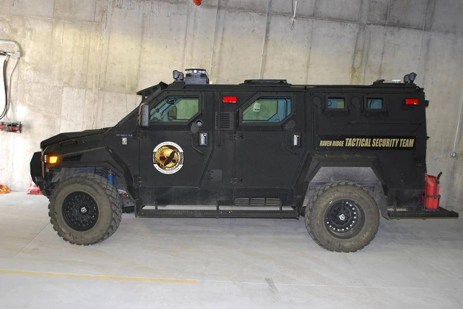 A utility vehicle at one of the shelters