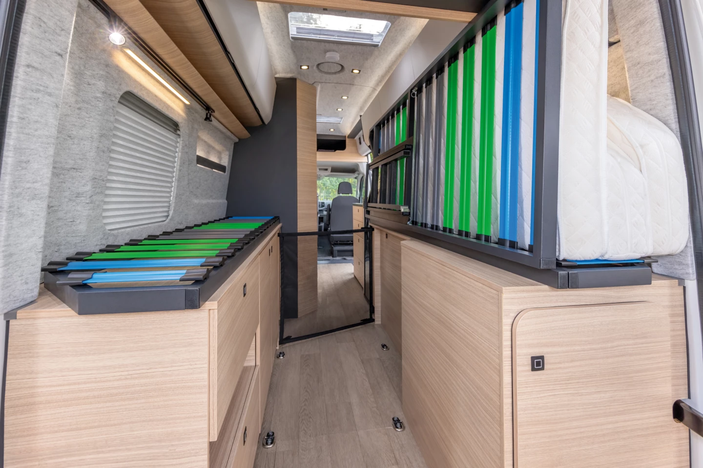 The classic foldaway bed clears room for cargo during the day