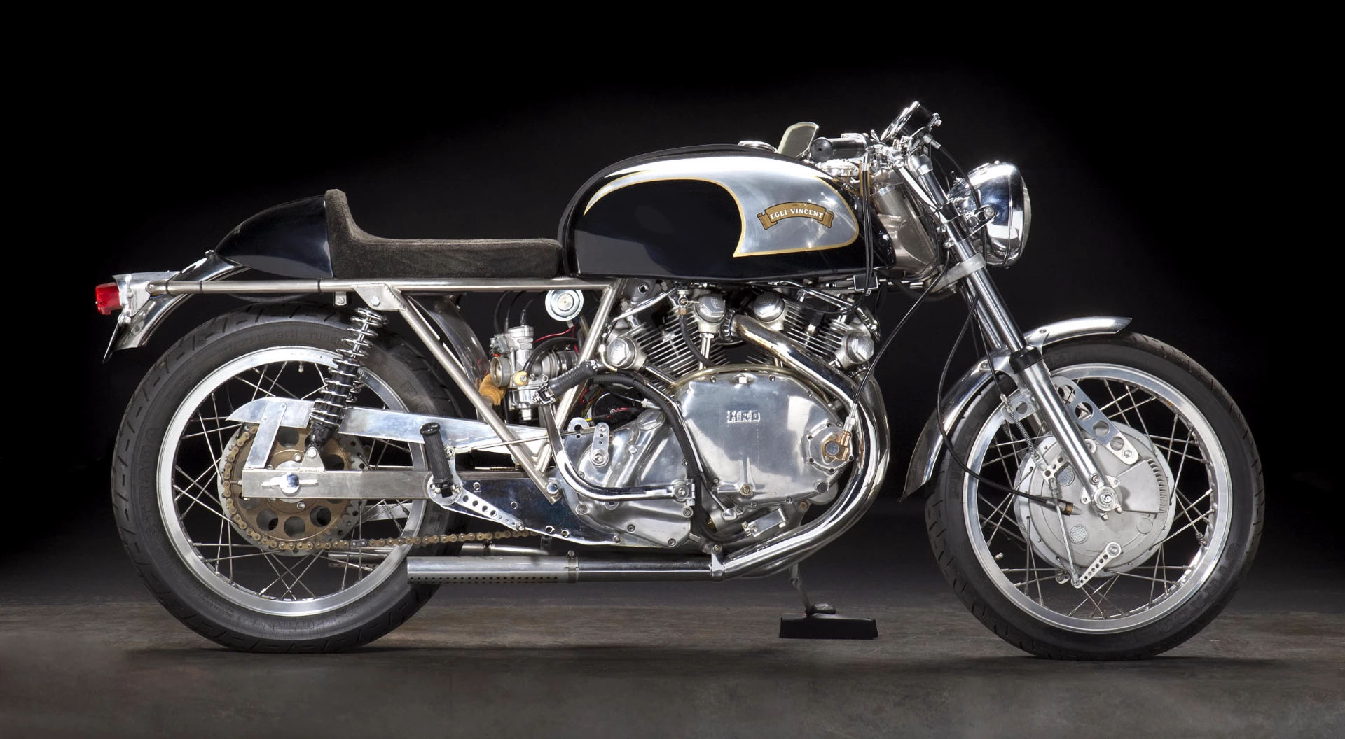 $69,575 – Bonhams Lot 177 is an Egli-Vincent built in 1970 around a Rapide motor which had been rebuilt to Lightning Spec.
