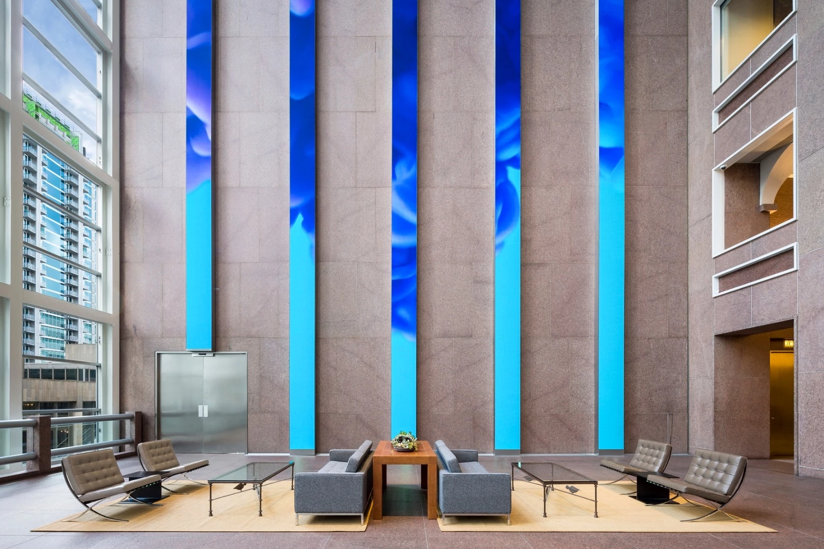 A team of designers and animators developed the concept and content to exploit the scale of the space