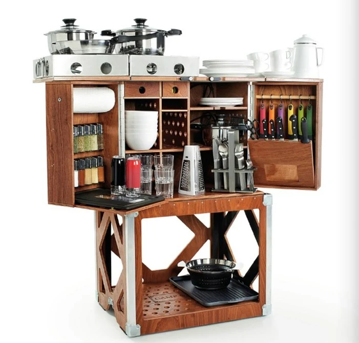 The Camp Chef comes stocked with cooking equipment