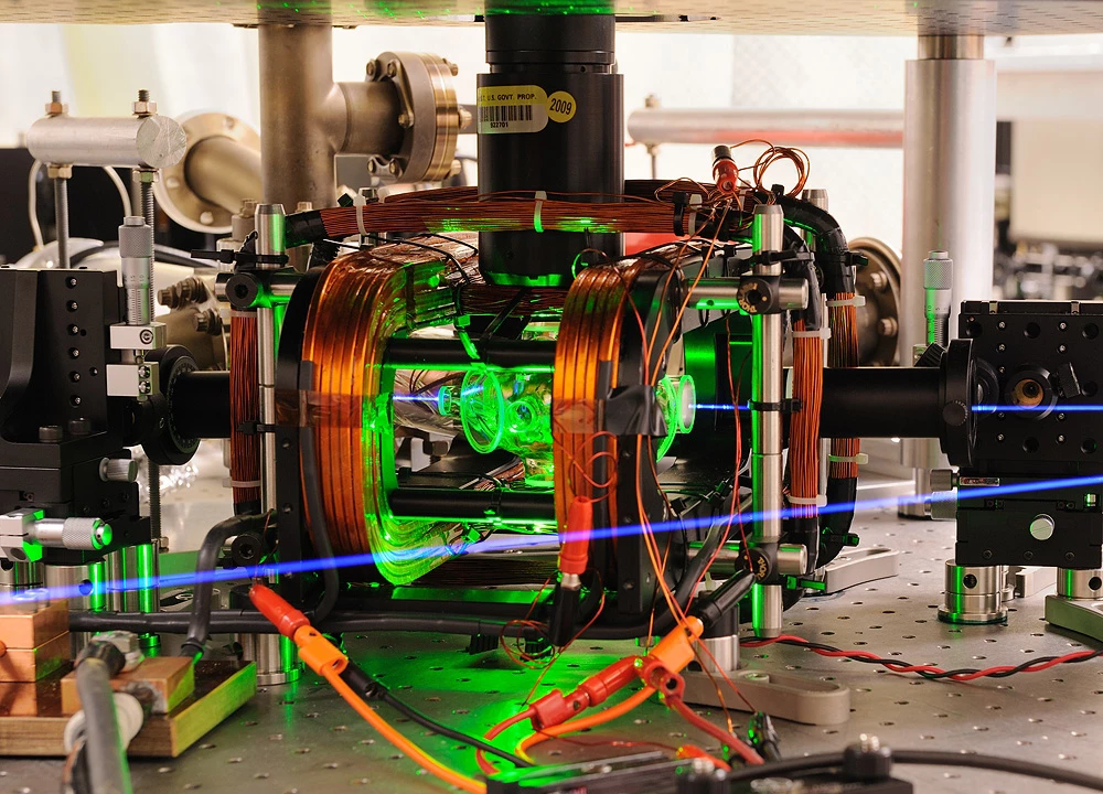 Two ions are being entangled using microwaves in this NIST apparatus (Photo: Y. Colombe/NIST)