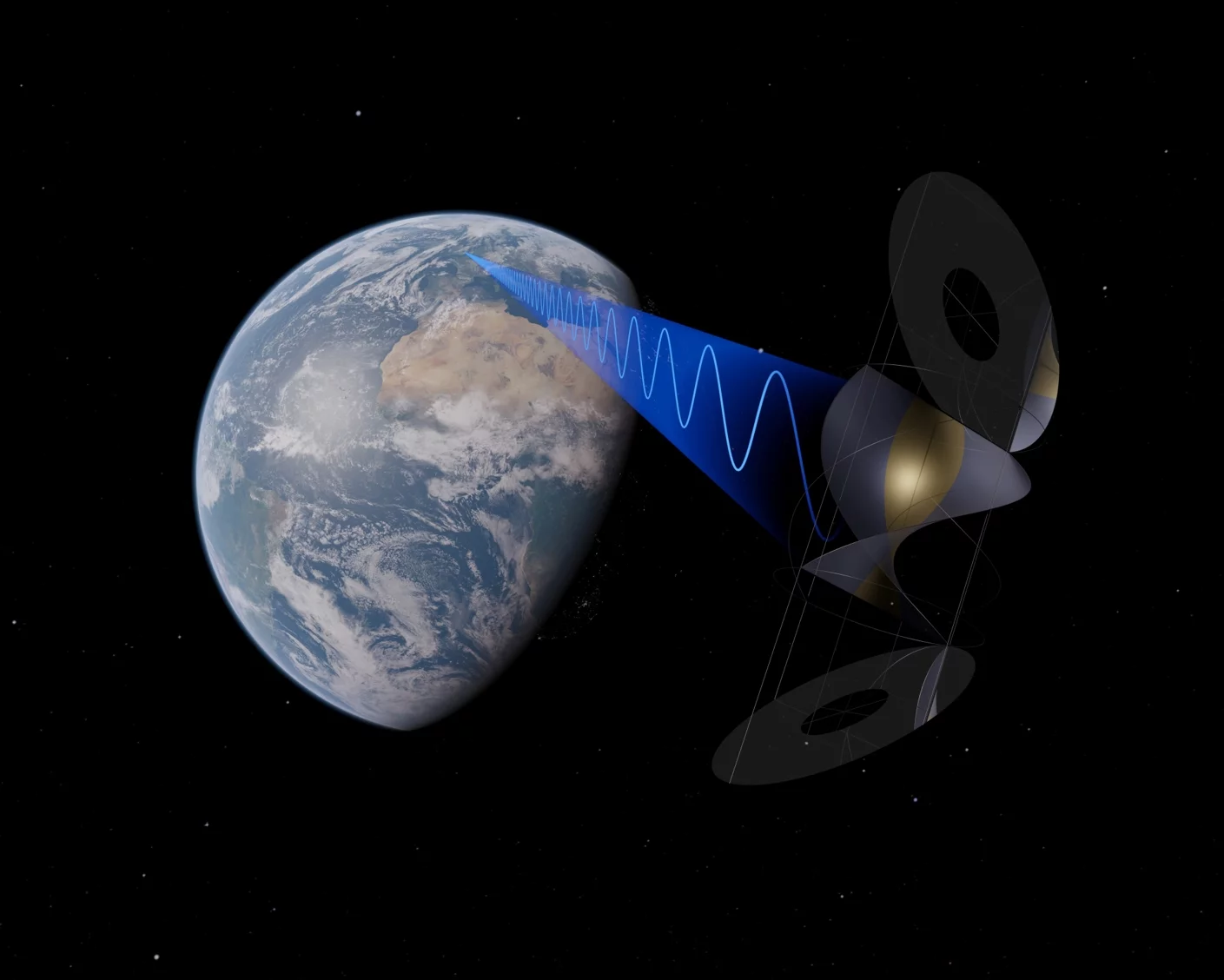 Artist's concept of an orbital solar power plant