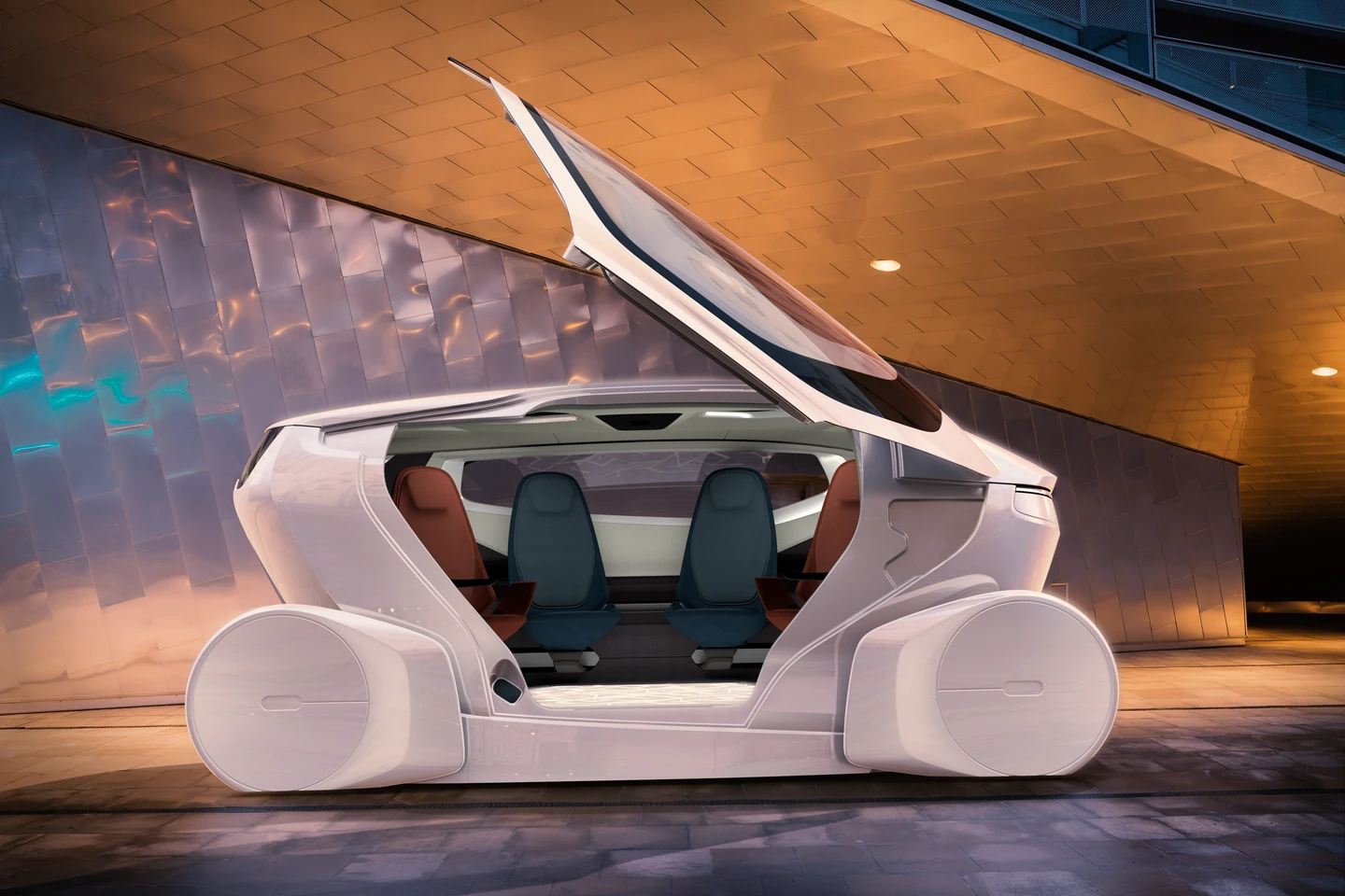 In meeting mode, all four InMotion seats point out toward the window/display