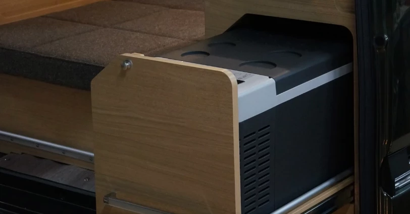 The fridge slide-out provides easy outdoor access
