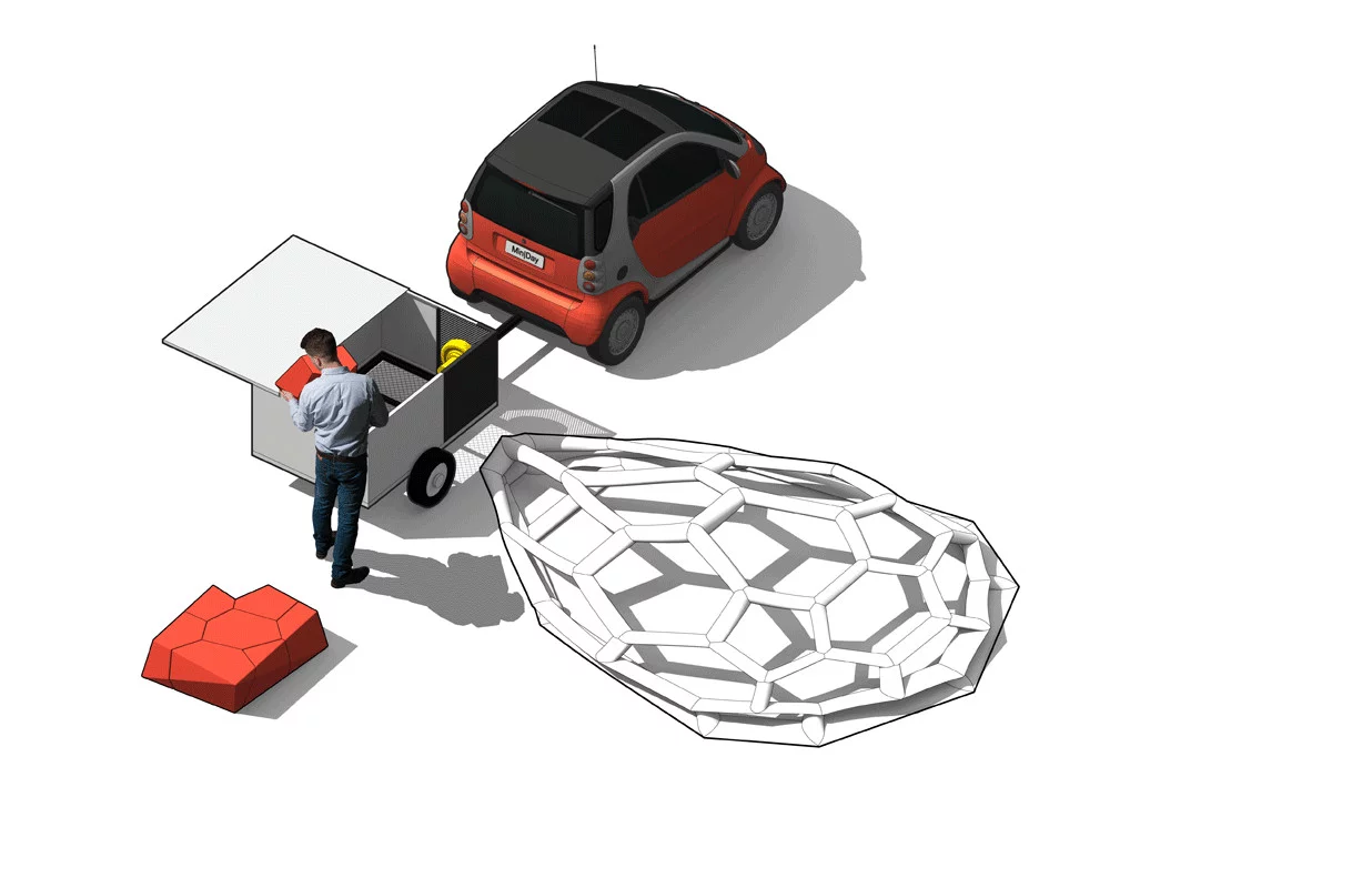 The Pneumad needs only be laid out on the ground prior to inflation