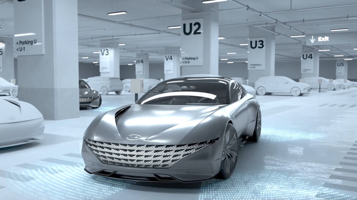 Once the vehicle is charged, Hyundai's Automated Valet Parking System kicks in, communicating with the parking infrastructure to find and guide the car to an open space