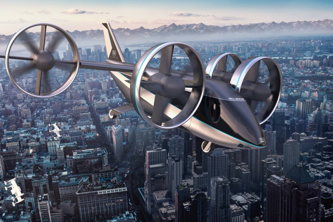 Bell expects the Nexus 4EX to be capable of flying four to five passengers plus a pilot distances of around 100 km (62 mi) at a time