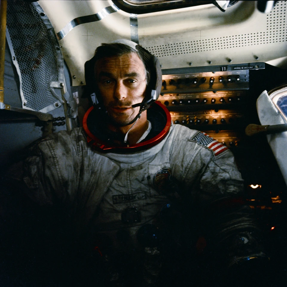Apollo 17 Commander Eugene Cernan showing the moondust clinging to his spacesuit (Photo: NASA)