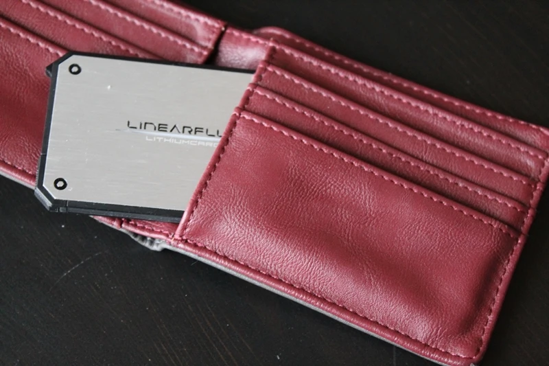 A larger wallet compartment is ideal for storing the LithiumCard