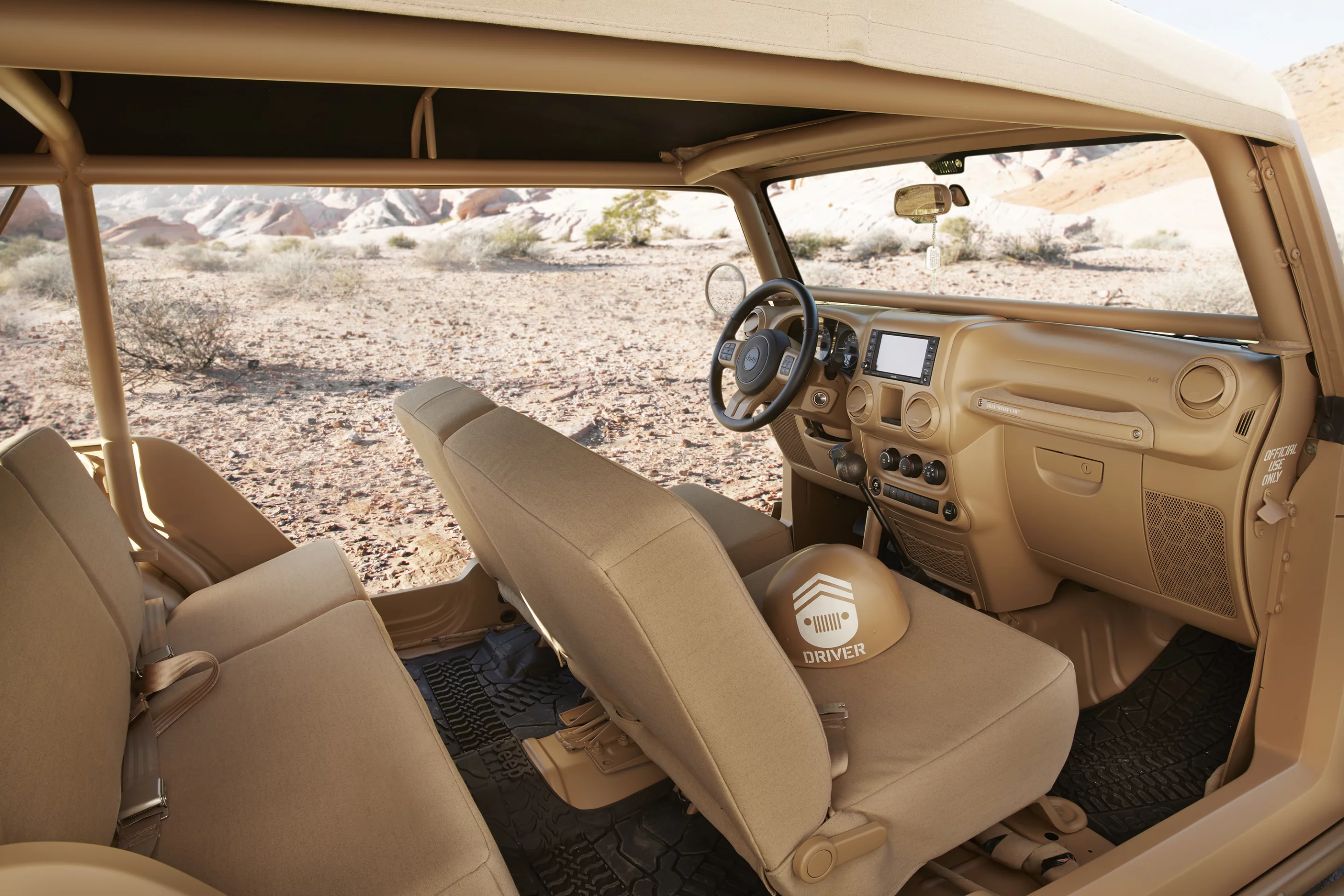 The Jeep Staff Car has a simple, functional interior