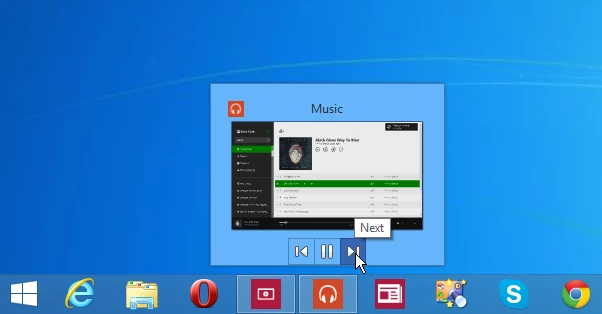 Basic controls of Modern apps from the Taskbar