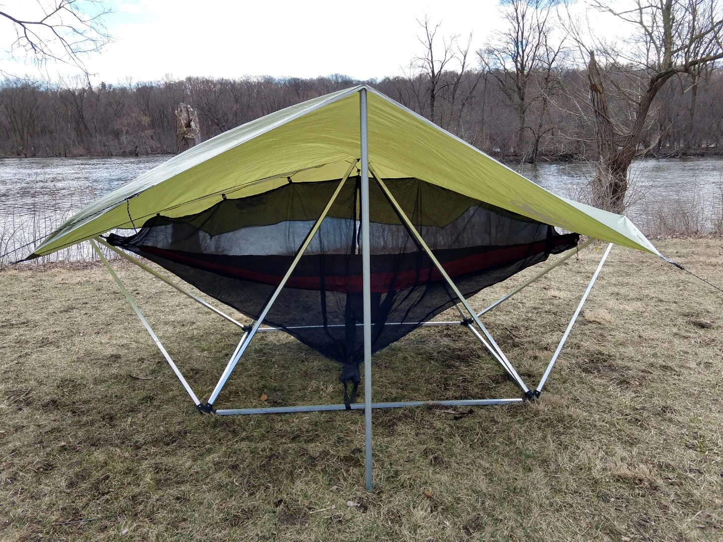 Additional components like a rain fly and bug net can also be latched onto the Hang Solo if some extra protection from the elements is needed
