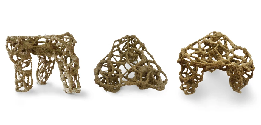 Certain designs aren't solid enough to stand on their own during production, but these can still be made around a wire framework, such as this stool