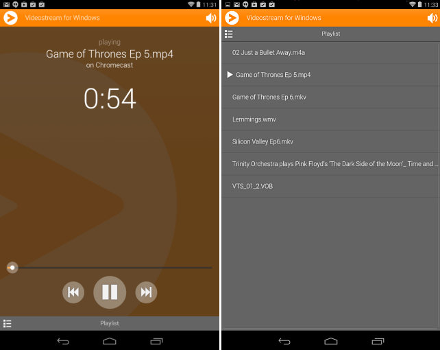 You can control Videostream playback from the Android app
