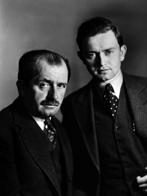 The designer Ferdinand Porsche with his son Ferry in 1934
