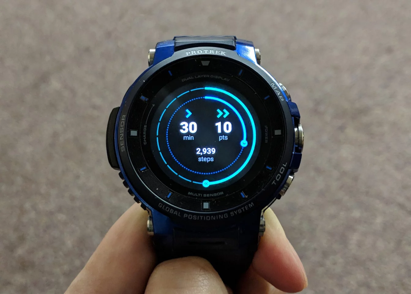 The Casio Pro Trek WSD-F30 runs the latest version of Wear OS, complete with the recently redesigned Google Fit app