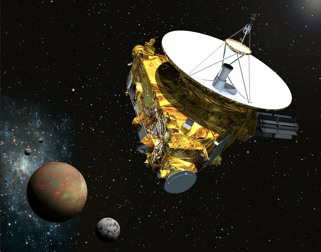 Artist's concept of New Horizons approaching Pluto