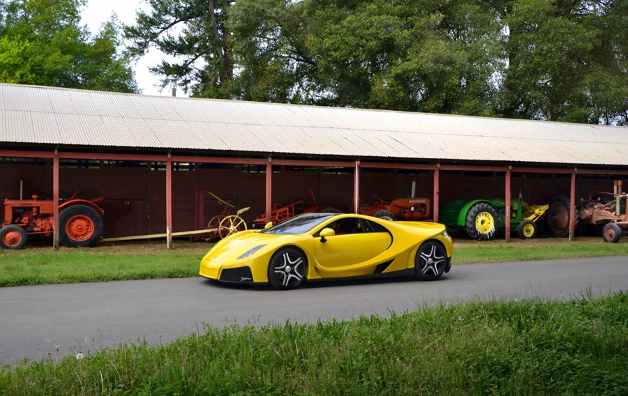 A front 3/4 view shows off interesting curved details not found on other supercars